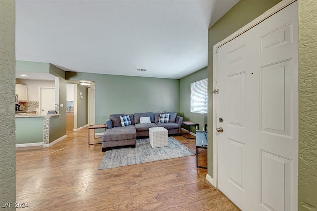 living room with light wood-type flooring