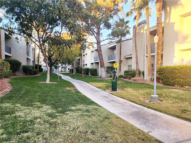 view of property's community featuring a yard