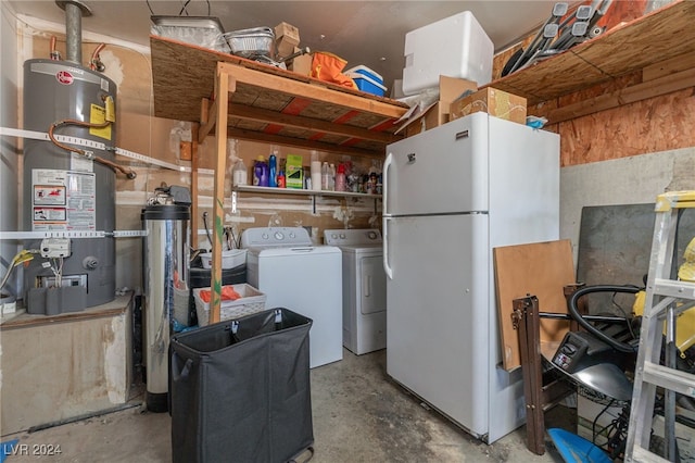 laundry room with secured water heater and independent washer and dryer