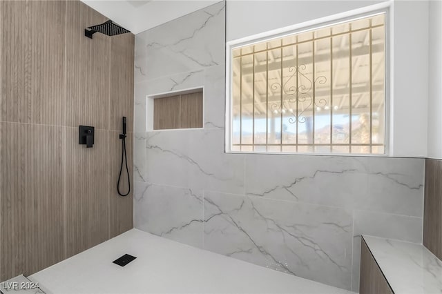 bathroom featuring walk in shower