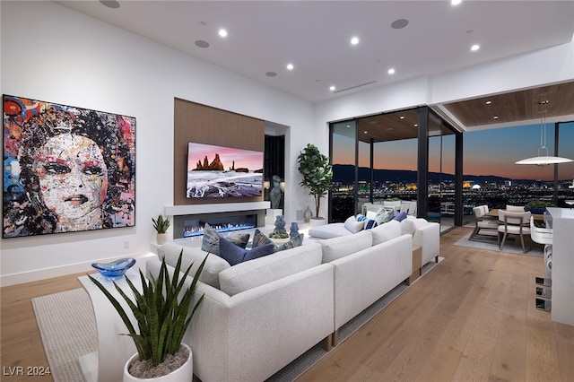 living room featuring light wood-type flooring