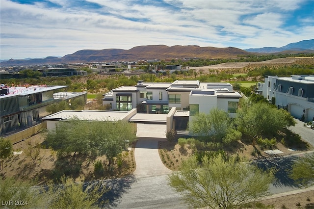 aerial view with a mountain view