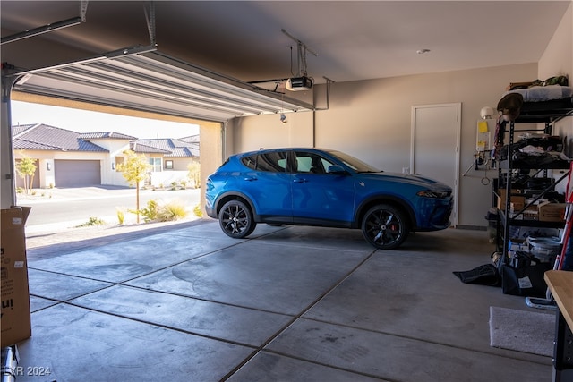 garage with a garage door opener