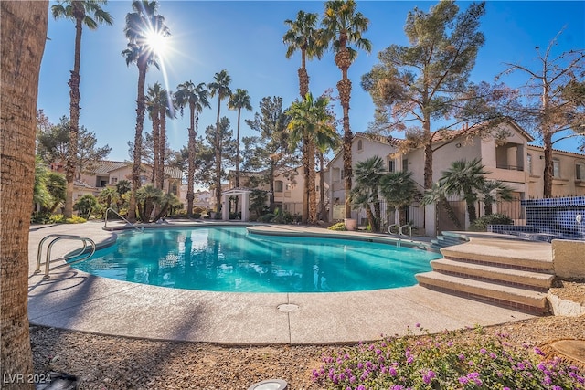 view of pool featuring a patio area