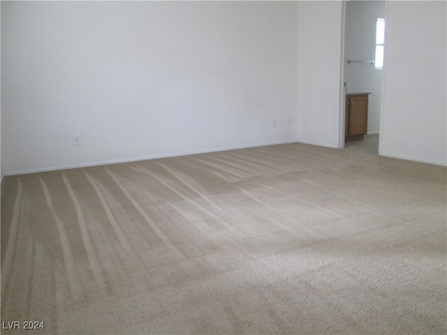 unfurnished room with light carpet