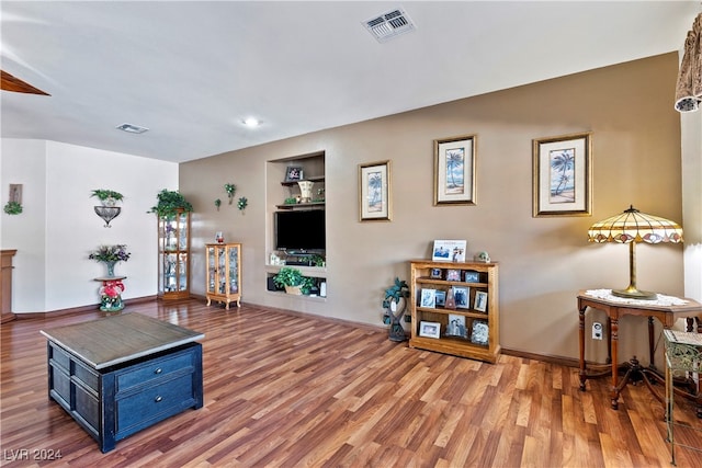 living room featuring light wood-type flooring