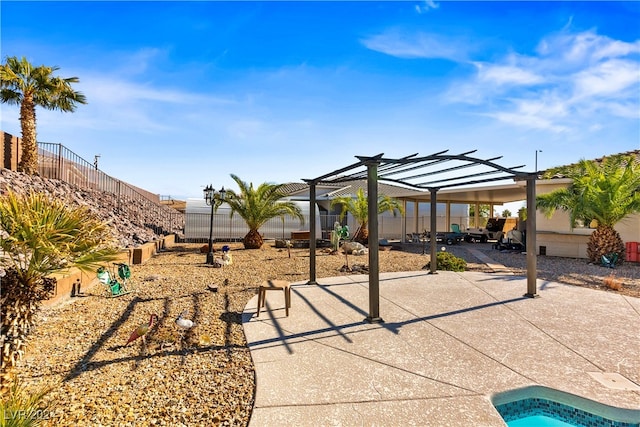 view of patio / terrace featuring a pergola