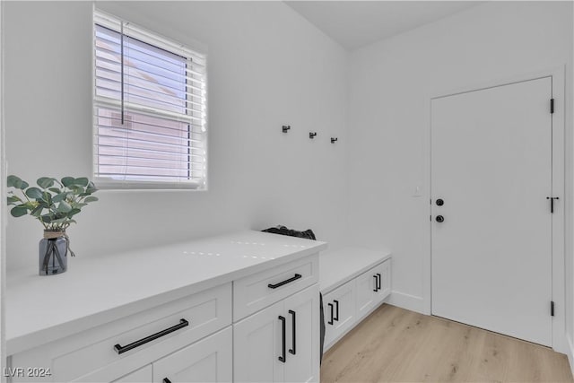 mudroom with light wood-type flooring