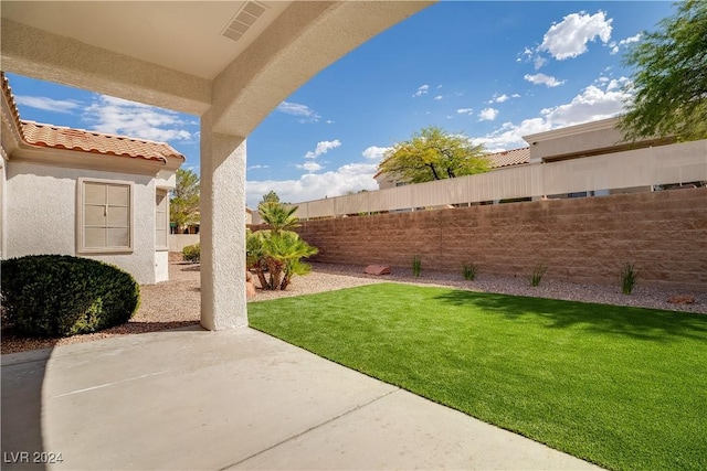 view of yard with a patio area