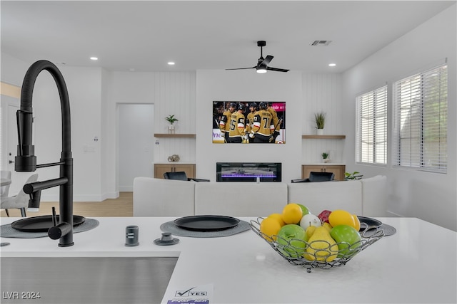 kitchen with ceiling fan