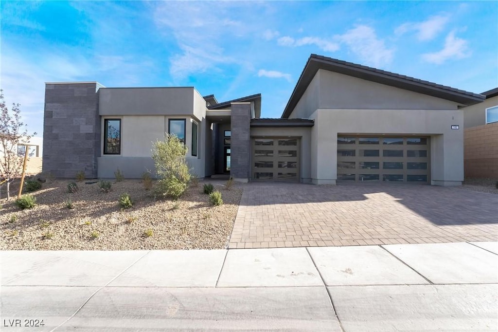 contemporary home featuring a garage