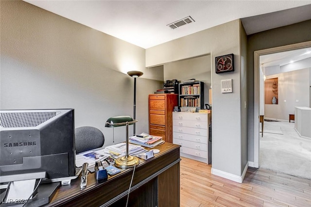 office featuring light hardwood / wood-style flooring