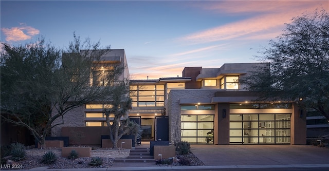 contemporary house featuring a garage