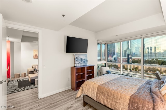 bedroom featuring light wood-type flooring