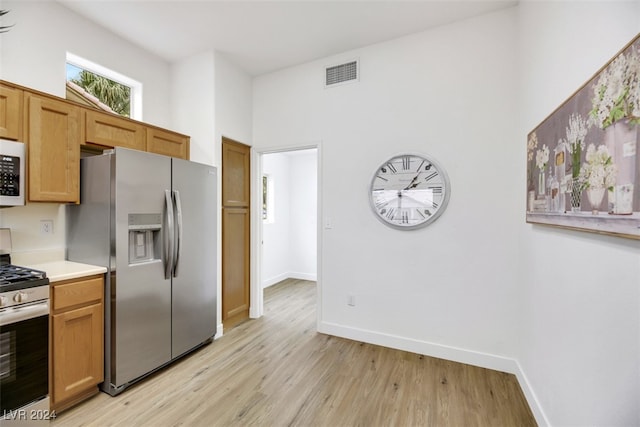 kitchen featuring light wood-type flooring and stainless steel appliances