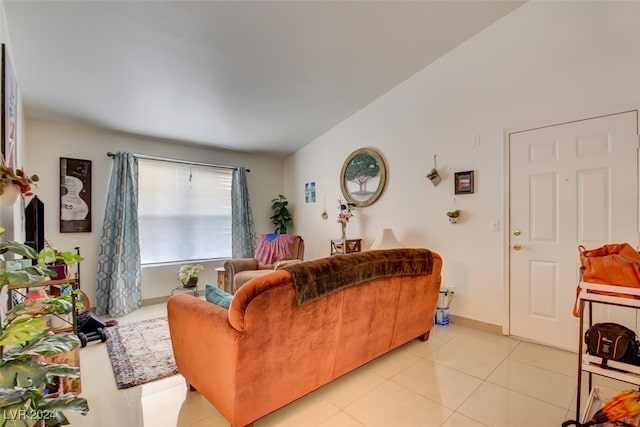 living room with light tile patterned flooring