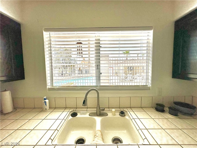 kitchen featuring light tile patterned flooring