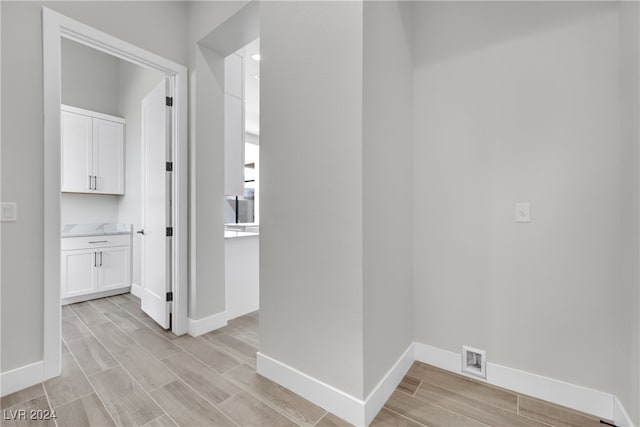 hall featuring light wood-type flooring