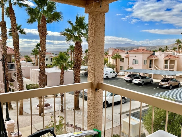 balcony with a mountain view