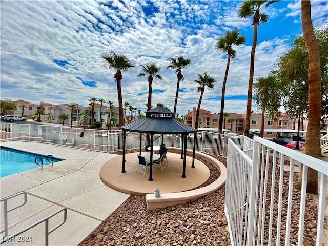 view of pool with a gazebo