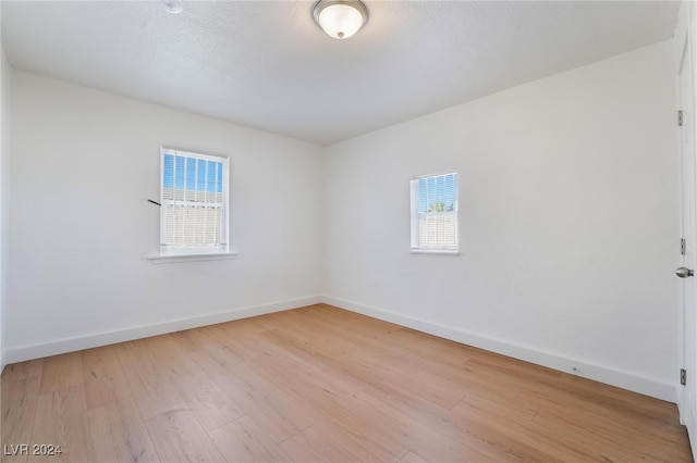 spare room featuring light wood-type flooring