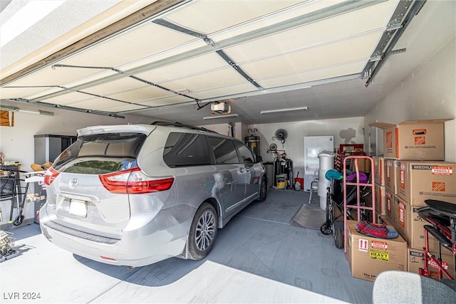 garage with a garage door opener