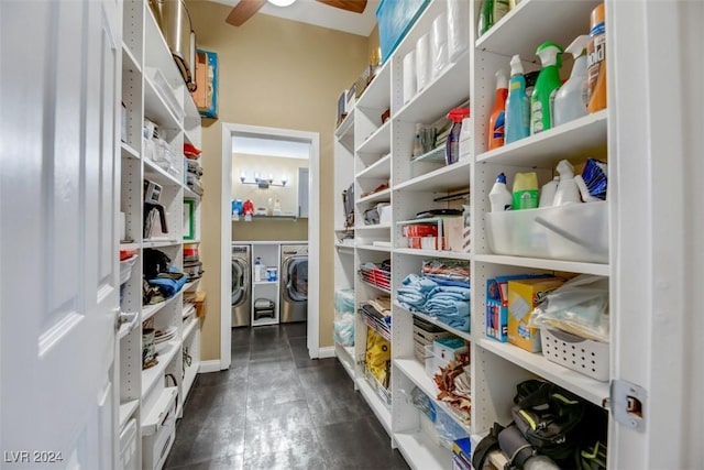 pantry featuring washing machine and dryer