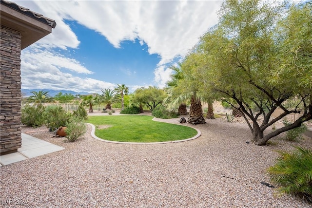 view of yard featuring a mountain view