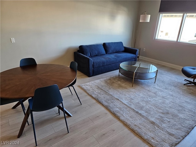 living room featuring light wood-type flooring