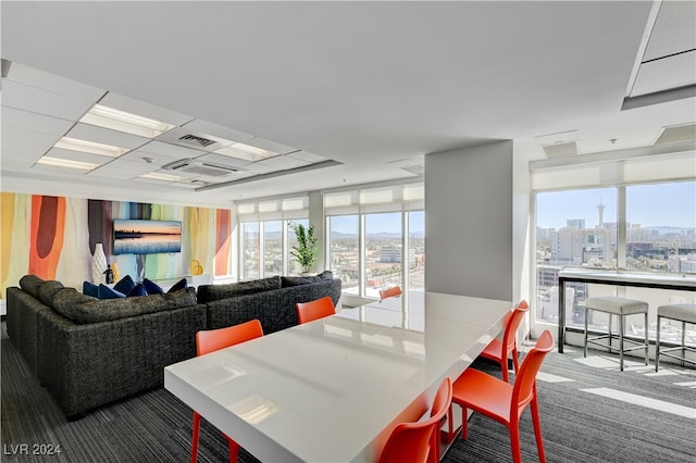 view of carpeted dining space