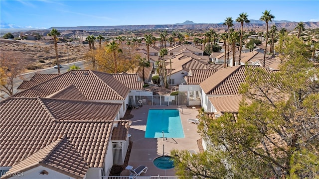 bird's eye view with a mountain view