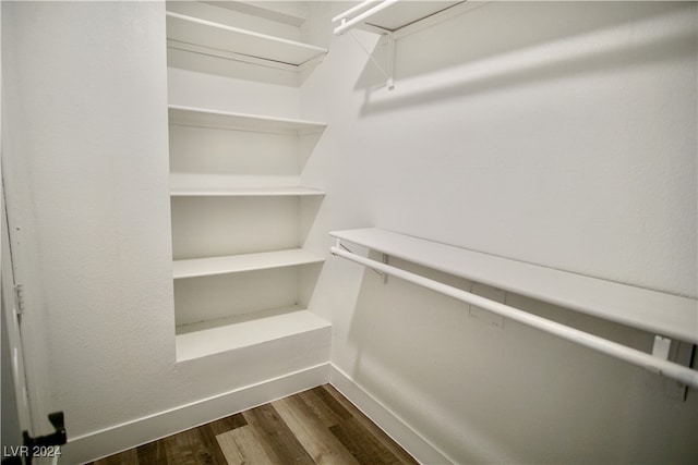 walk in closet featuring wood-type flooring