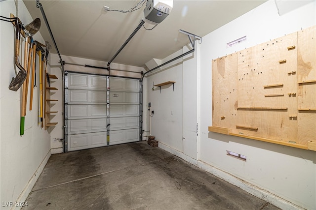 garage with a garage door opener