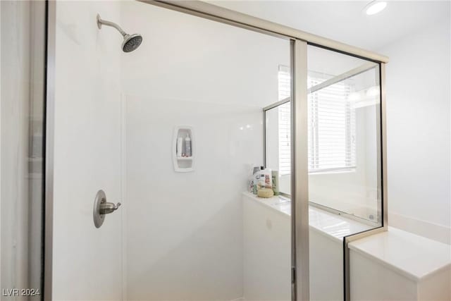 full bathroom with a shower and recessed lighting