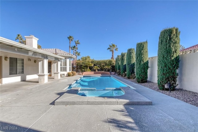 view of swimming pool featuring a patio