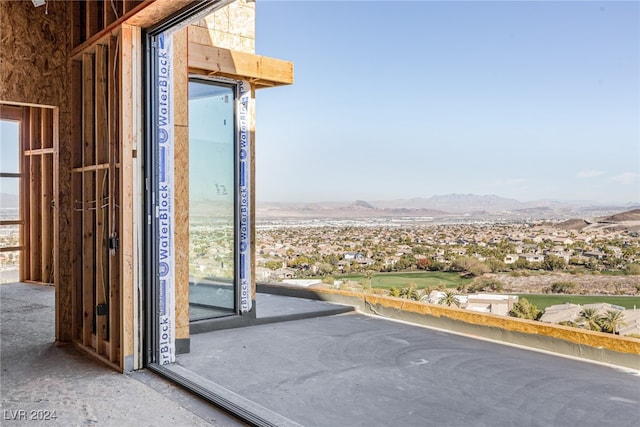 exterior space featuring a mountain view