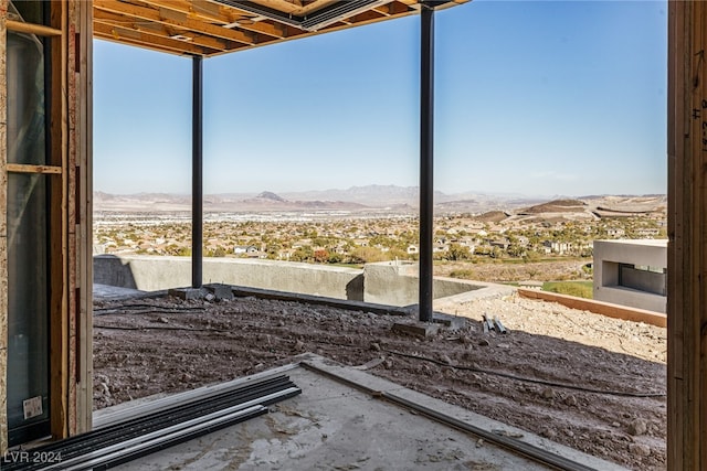 interior space with a mountain view