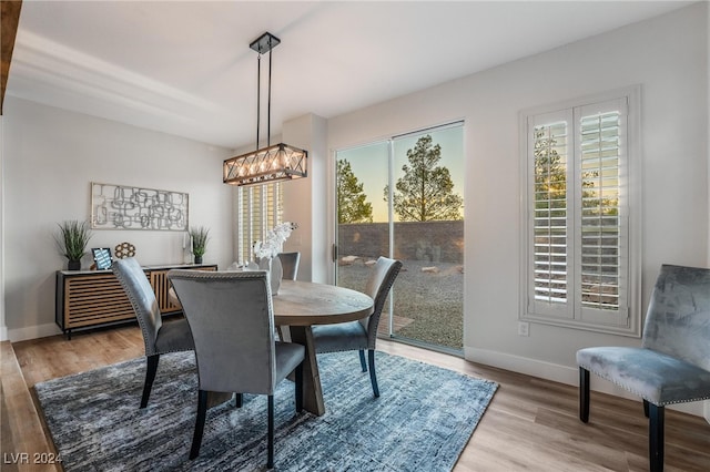 dining room with light wood-type flooring