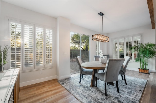 dining space featuring light hardwood / wood-style floors