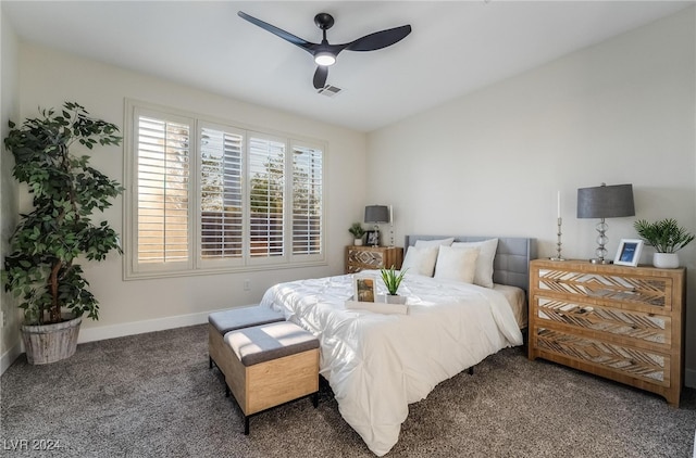 bedroom with carpet flooring and ceiling fan