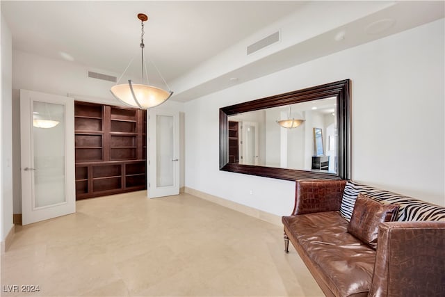 living area with french doors