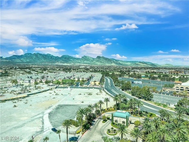 aerial view with a mountain view