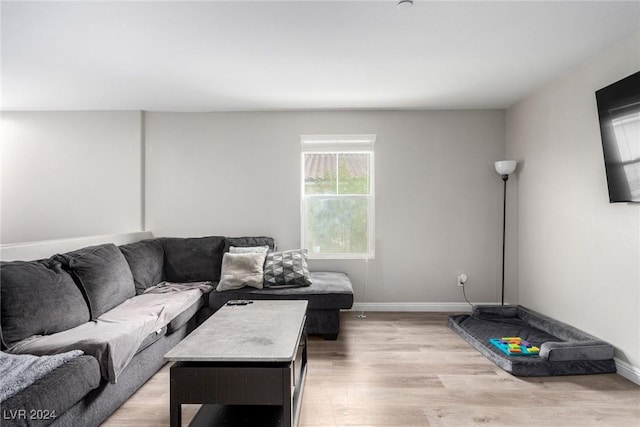 living room featuring baseboards and light wood finished floors