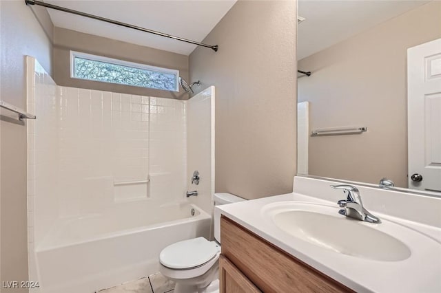 full bathroom featuring vanity, toilet, and shower / bathtub combination