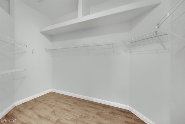 walk in closet with hardwood / wood-style floors