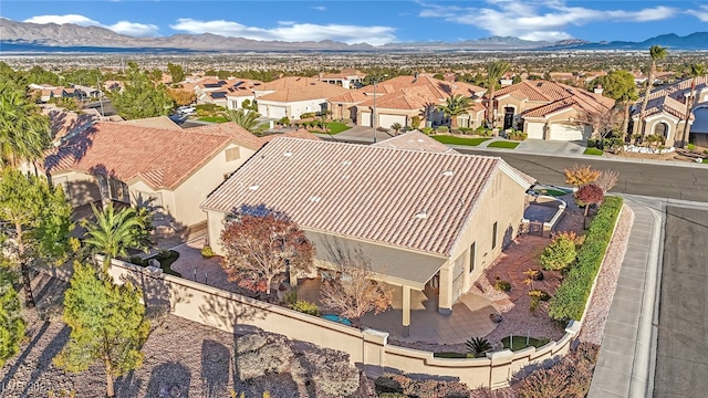 aerial view with a mountain view