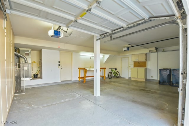 garage with a garage door opener