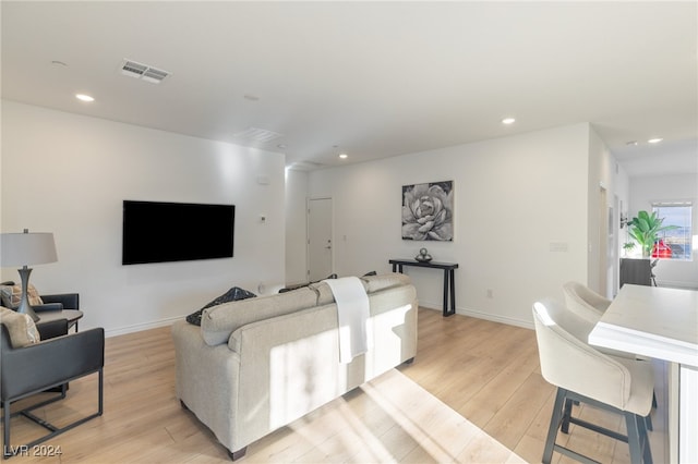 living room featuring light wood-type flooring