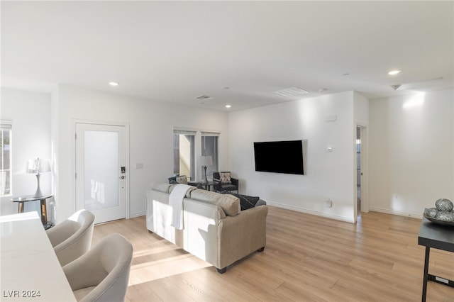 living room with light wood-type flooring