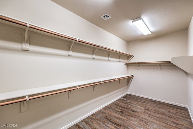 spacious closet with dark wood-type flooring